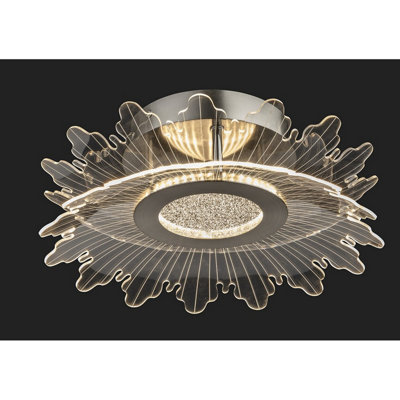 Luminosa Lighting Luminosa Trinity Flush Ceiling Fitting Brushed Steel With Decorative Transparent Acrylic 17W Led 1600Lm 3000K from B&Q