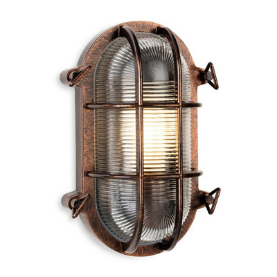 Luminosa Lighting Luminosa Turin BulkheadOval Antique Copper 1Xe27 Ip65 from B&Q