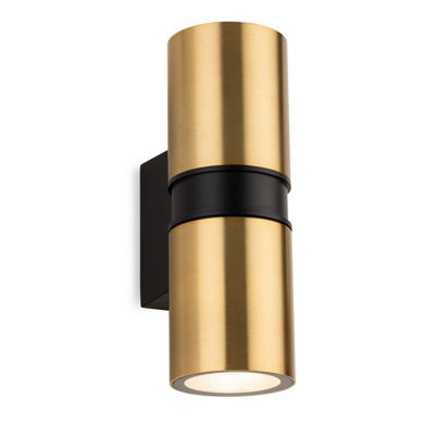 B&Q -  Luminosa Hampton Up Down Wall Light Brushed Brass 2Xgu10 Ip54