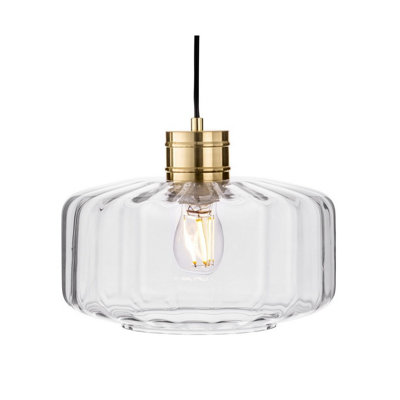 Luminosa Lighting Luminosa Madeira Dome Pendant Brushed Brass With Clear Decorative Glass 1Xe27 from B&Q