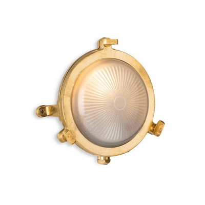 Luminosa Lighting Luminosa Nautic 140mm Bulkhead Solid Brass With Frosted Glass 1Xg9 Ip64 from B&Q
