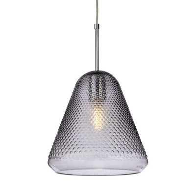 Luminosa Lighting Luminosa Fortune Dome Pendant Chrome With Smoked Decorative Glass 1Xe27 from B&Q