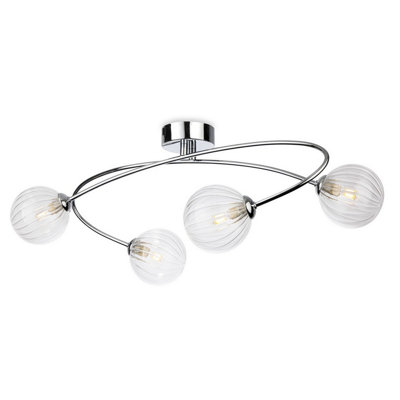 B&Q -  Luminosa Atom 4 Light Flush Ceiling Fitting Chrome With Clear Decorative Glass 4Xg9
