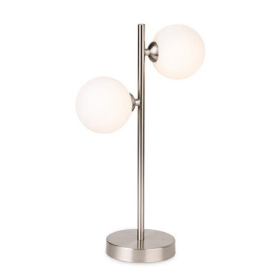 Luminosa Lighting Luminosa Lyric Table Lamp Brushed Steel With Opal White Glass 2Xg9 from B&Q