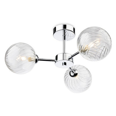 Luminosa Lighting Luminosa Garrick Globe 3 Light Flush Ceiling Fitting Chrome With Clear Decorative Glass 3Xg9 from B&Q