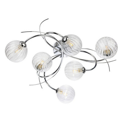 Luminosa Lighting Luminosa Elba 6 Light Flush Ceiling Fitting Chrome With Clear Decorative Glass 6Xg9 from B&Q
