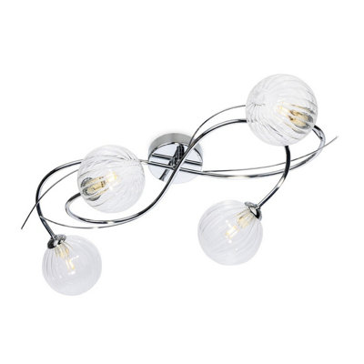 Luminosa Lighting Luminosa Elba 4 Light Flush Ceiling Fitting Chrome With Clear Decorative Glass 4Xg9 from B&Q