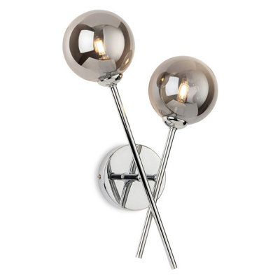 Luminosa Lighting Luminosa Lando Globe 2 Light Wall Chrome With Smoked Glass 2Xg9 from B&Q