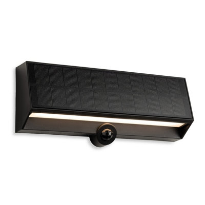 Luminosa Lighting Luminosa Augusta Flush Solar Wall Light With Pir Black 6.3W Led 100Lm 3000K Ip65 from B&Q