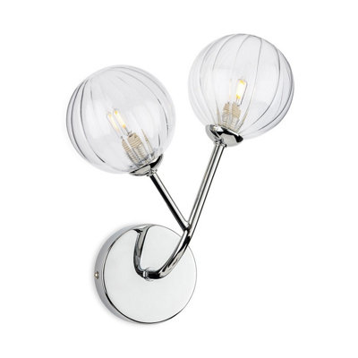 Luminosa Lighting Luminosa Groves Globe 2 Light Wall Chrome With Clear Decorative Glass 2Xg9 from B&Q