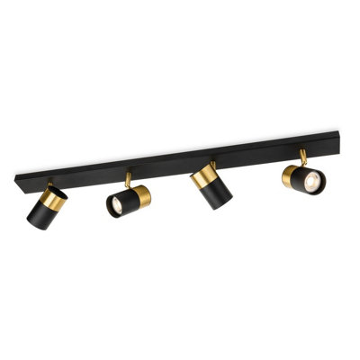 B&Q -  Luminosa Roma 4 Light Bar Black With Brushed Brass 4Xgu10