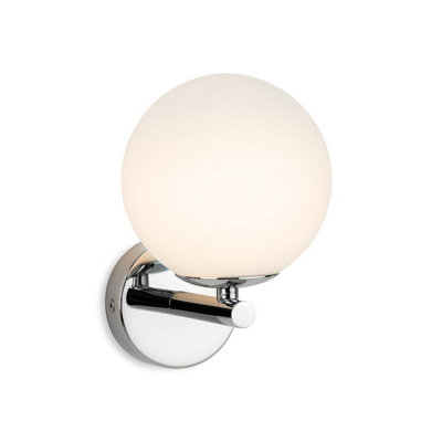 Luminosa Lighting Luminosa Splash Globe Wall Light Chrome With Opal White Glass 1Xg9 Ip44 from B&Q