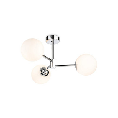 Luminosa Lighting Luminosa Splash Globe 3 Light Flush Ceiling Fitting Chrome With Opal White Glass 3Xg9 Ip44 from B&Q