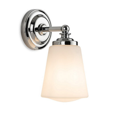 Luminosa Lighting Luminosa Ocean Wall Light Chrome With Opal White Glass 1Xe14 Ip44 from B&Q