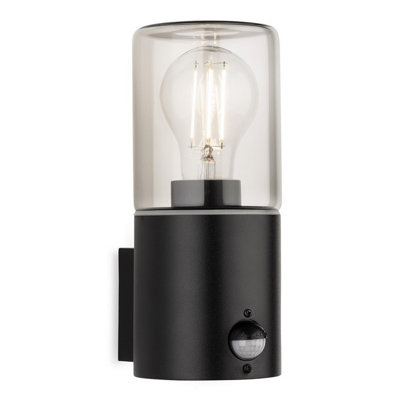 Luminosa Lighting Luminosa Manor Wall Light With Pir Black With Smoked Glass 1Xe27 Ip44 from B&Q