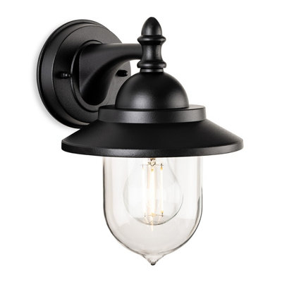 Luminosa Lighting Luminosa Stanley Lantern Wall Light Black 1Xe27 Ip44 from B&Q