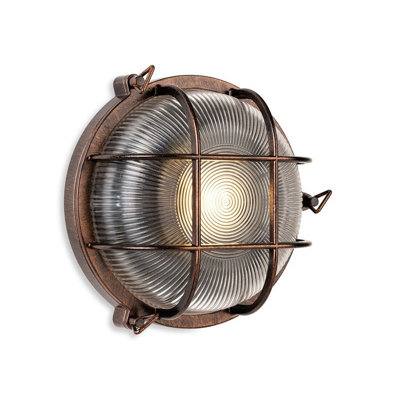 Luminosa Lighting Luminosa Turin BulkheadRound Antique Copper 1Xe27 Ip65 from B&Q