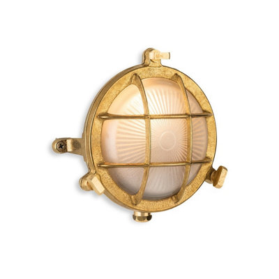 Luminosa Lighting Luminosa Nautic 140mm Bulkhead Solid Brass With Frosted Glass 1Xg9 Ip64 from B&Q