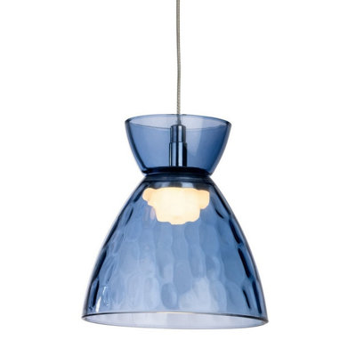 Luminosa Lighting Luminosa Royale Dome Pendant Chrome With Blue Decorative Glass 3W Led 330Lm 3000K from B&Q