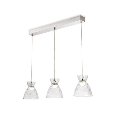 B&Q -  Luminosa Royale 3 Light Bar Chrome With Clear Decorative Glass 3Xled 406Lm 3000K