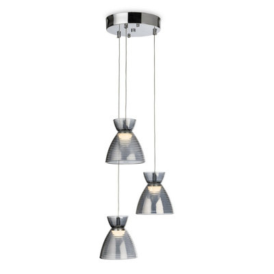 Luminosa Lighting Luminosa Royale 3 Light Cluster Chrome With Smoked Decorative Glass 3Xled 993Lm 3000K from B&Q