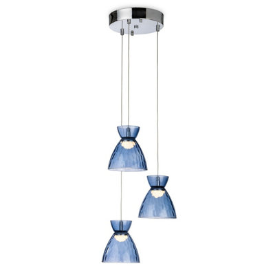Luminosa Lighting Luminosa Royale 3 Light Cluster Chrome With Blue Decorative Glass 3Xled 993Lm 3000K from B&Q