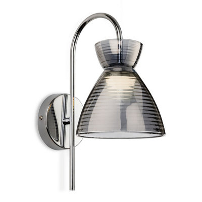 Luminosa Lighting Luminosa Royale Dome Wall Light Chrome With Smoked Decorative Glass 3W Led 401Lm 3000K from B&Q