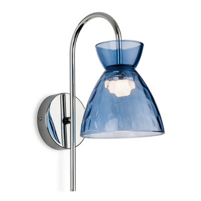 Luminosa Lighting Luminosa Royale Dome Wall Light Chrome With Blue Decorative Glass 3W Led 401Lm 3000K from B&Q