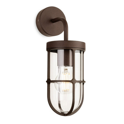 Luminosa Lighting Luminosa Bowen Lantern Wall Light Rustic Brown 1Xe27 Ip65 from B&Q