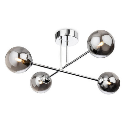 Luminosa Lighting Luminosa Lando Globe 4 Light Flush Ceiling Fitting Chrome With Smoked Glass 4Xg9 from B&Q
