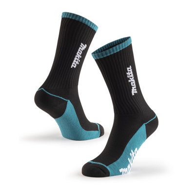 Makita 8-12 Origin Work Socks Trade Socks Cushioned Heel + Toe Mk503M-Blk-8-12 from B&Q