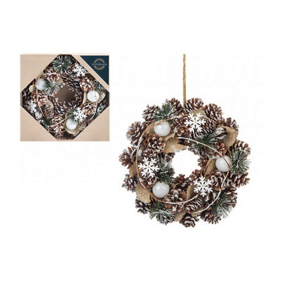  - Snowflake And Pinecone Christmas Door Wreath