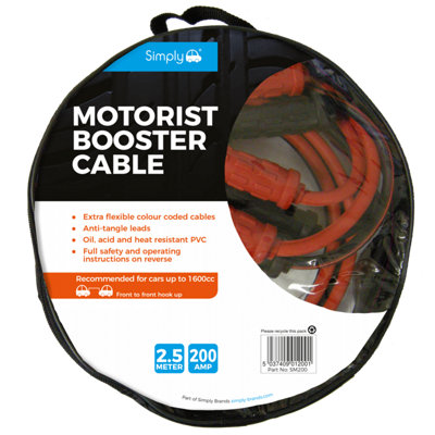 Simply Motorist Booster Cable 200A 2.5m Jump Lead Bike Start Emergency Breakdown - Image 9