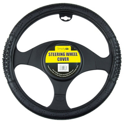 Simply Black Massage Effect Car Steering Wheel Cover Glove Grip Universal Fit from B&Q