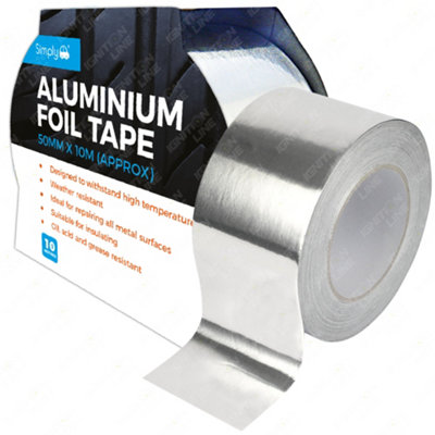 Simply Aluminium Foil Tape Self Adhesive Silver Repair All Metal Surfaces 50mm X 10M from B&Q