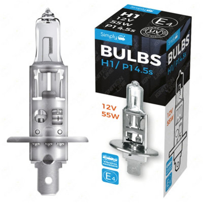 Simply H1 448 Car Halogen Headlamp Head Light Bulbs 12V 55W P14.5S from B&Q