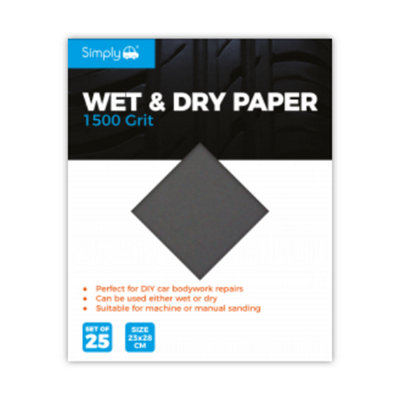 Simply 1500 Grit Wet And Dry Sand Paper 25 Pack
