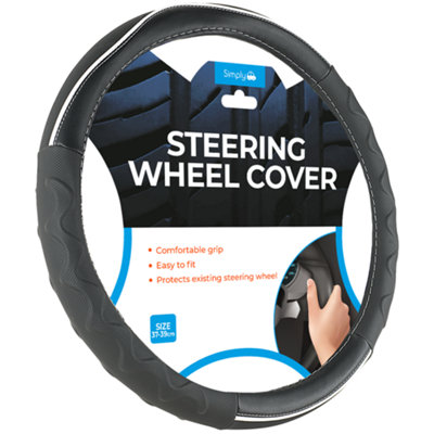 Simply Sports Grip Black & White Steering Wheel Cover Strong Grip Universal Fit from B&Q