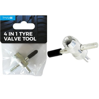B&Q -  4 In 1 Car Tyre Valve Tool 4 Way Repair Core Key