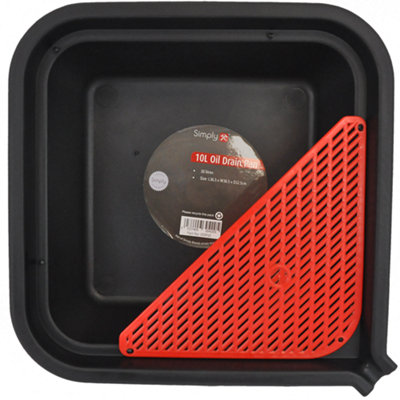 B&Q - Simply Oil Drain Pan By  Durable Plastic Compact Size Easy Pour 10L