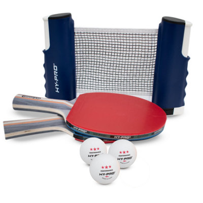 Hy-Pro Black/White Table Tennis Bat, Ball & Net Set Portable With 2 X Bats, 3 X Balls, Net & Carry Case - Image 6