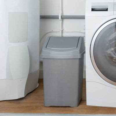 Wham High Grade 25L Plastic Flip Top Bin25Ltr Medium Waste Bin Silver from B&Q