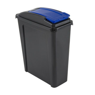 Wham Blue Slimline Kitchen Bin Recycling Rubbish Waste Dustbin Flip Top Lid 25L