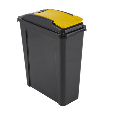 Wham 25L Slimline Kitchen Bin Recycling Rubbish Waste Dustbin Flip Top Lid Yellow