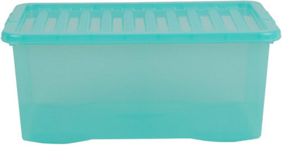 B&Q - Storage Box   4 X Crystal 45 Liter Plastic 60X40X25 CmTint Spearmint