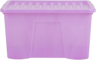 Plastic Storage Box Wham 4 X Crystal 60 Liter 60 X 40 X 33 CmTint Lilac from B&Q
