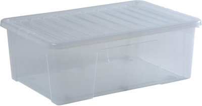 Wham Crystal 68L Heavy Duty Plastic Storage Box With Lids Tint Clear (Pack Of 4) from B&Q
