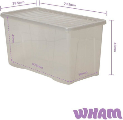 Plastic Storage Box With Lid Wham Crystal 110L ContainerTint Grey (Set Of 3) from B&Q