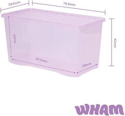Plastic Storage Box With Lid Wham Crystal 110L ContainerTint Lilac (Set Of 5) from B&Q