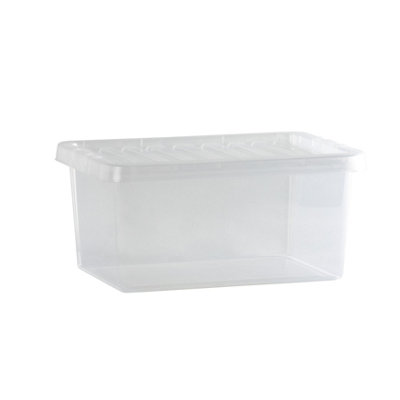Wham Crystal Clear Rectangular 11L Medium Plastic Stackable Storage Box With Lid